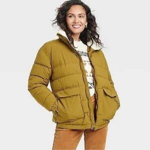 Puffer Jacket in Mustard Yellow - Women's Quilted Coat